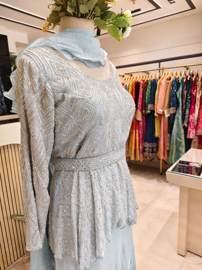 Sky Blue Chinon Garara Set