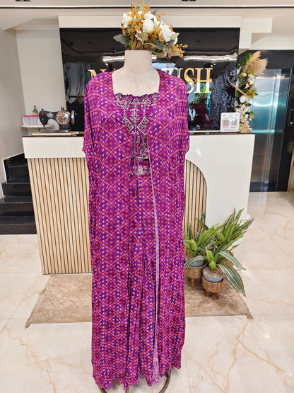 Purple Cape Style Sharara Set