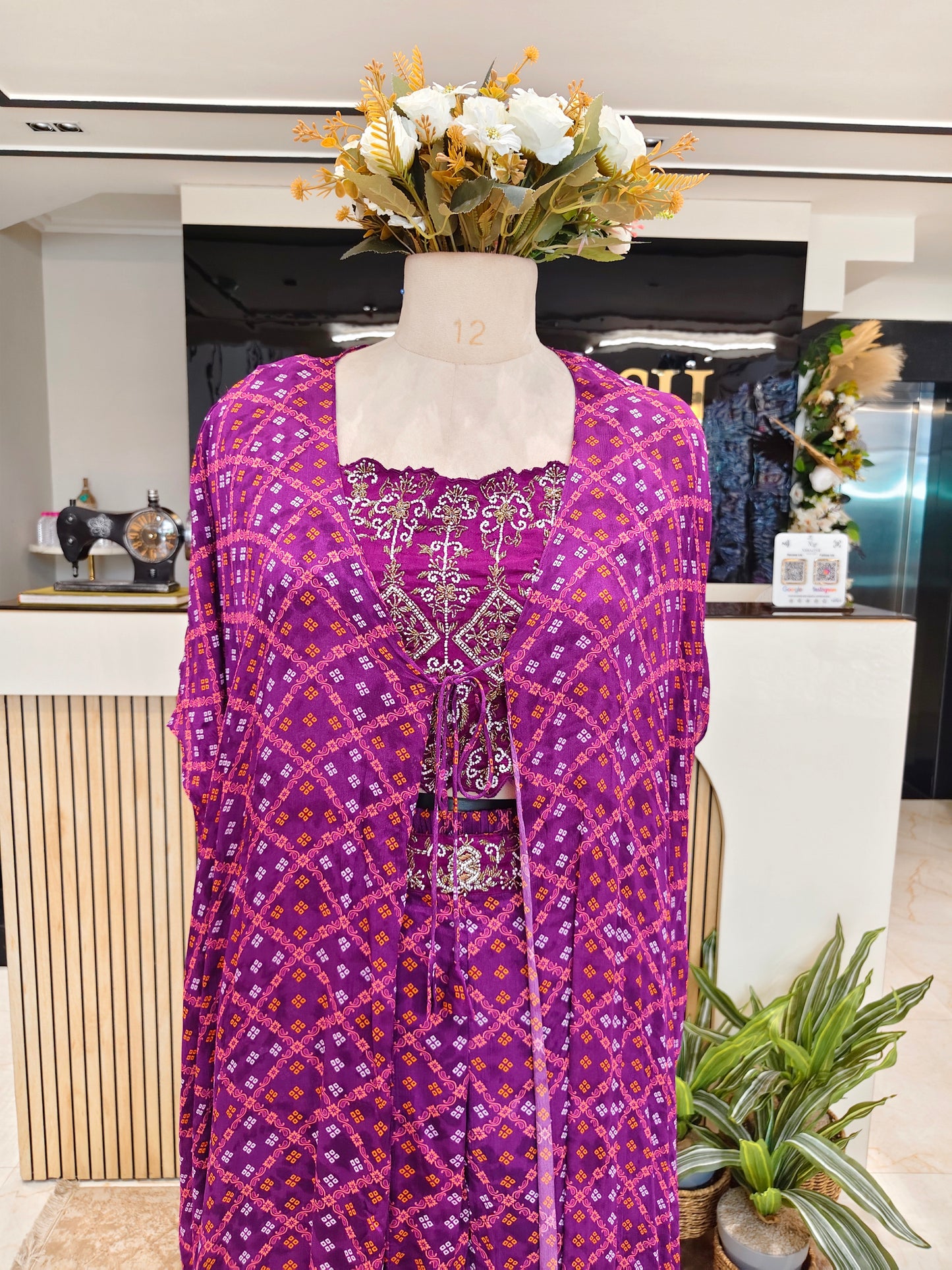 Purple Cape Style Sharara Set