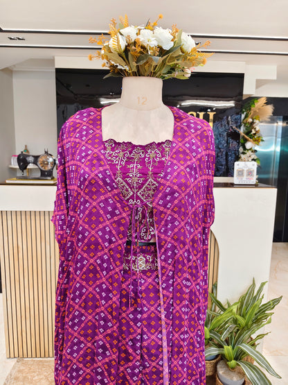 Purple Cape Style Sharara Set