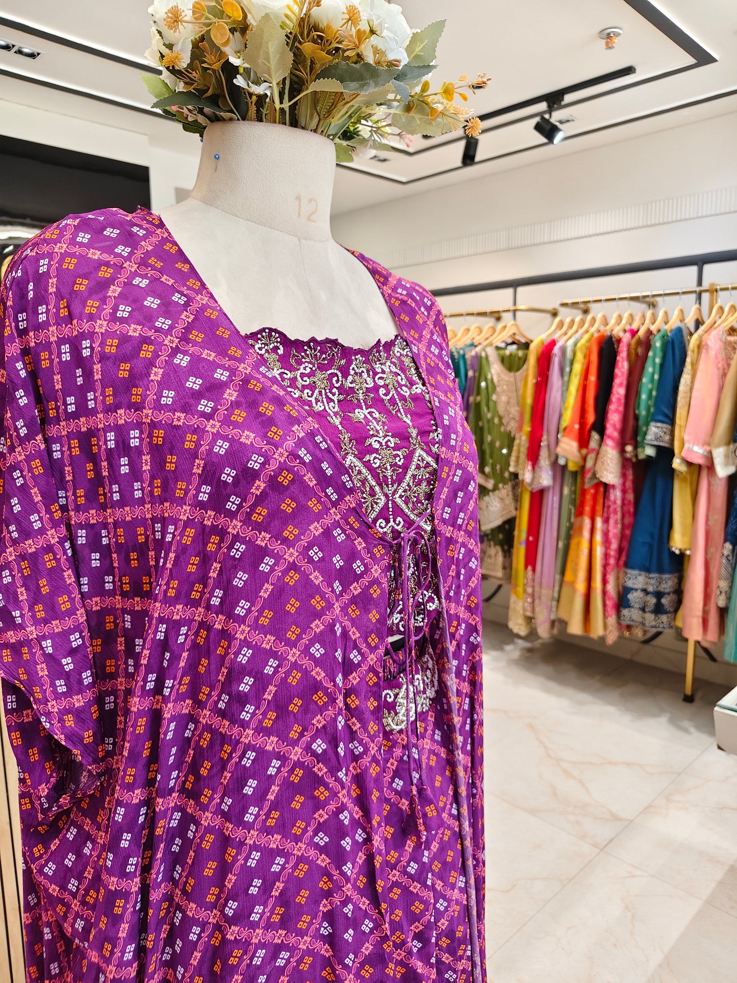 Purple Cape Style Sharara Set
