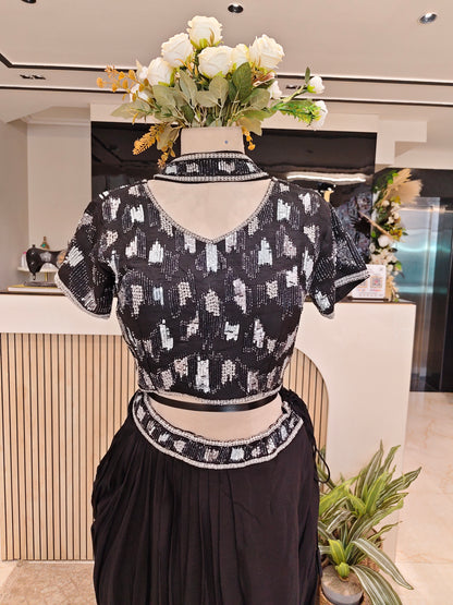 Black Drape Skirt Indo Western
