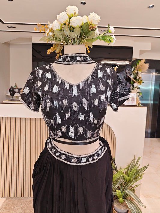 Black Drape Skirt Indo Western