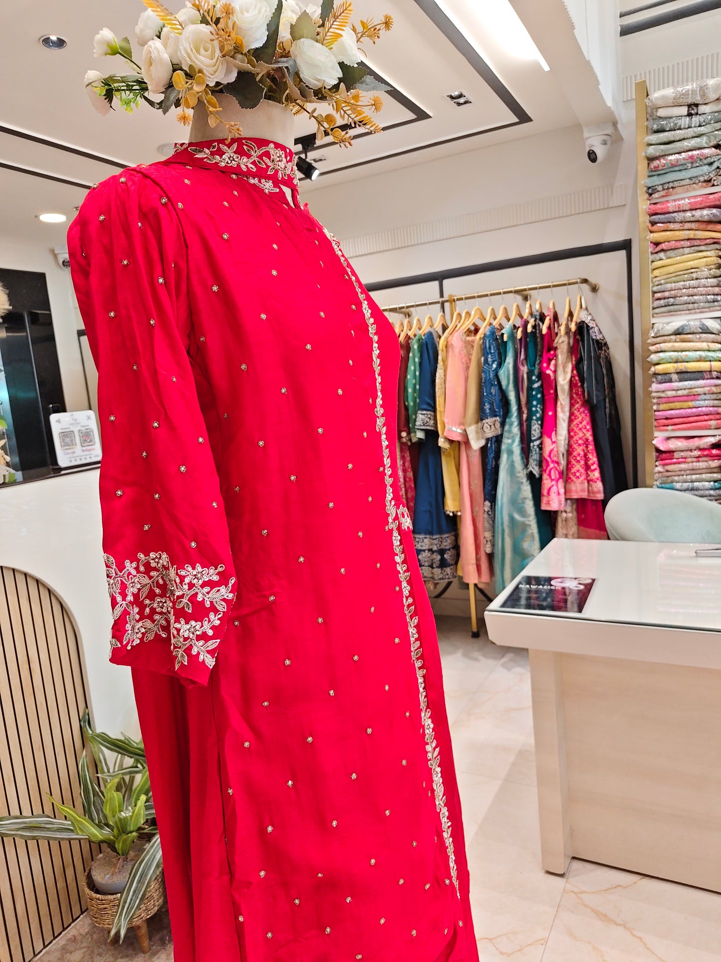 Red Angrakha Palazzo Set
