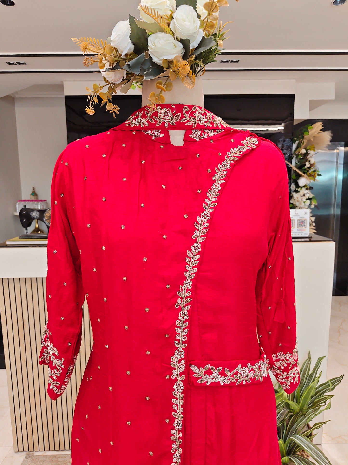 Red Angrakha Palazzo Set