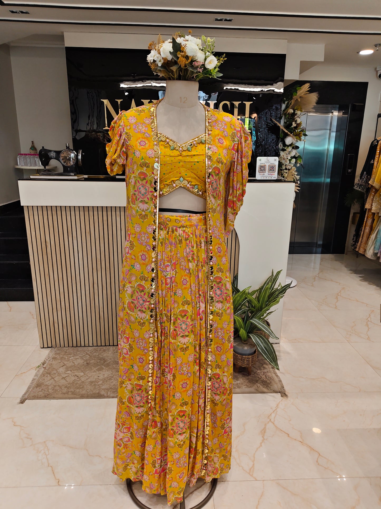 Yellow Cape Style Sharara Set