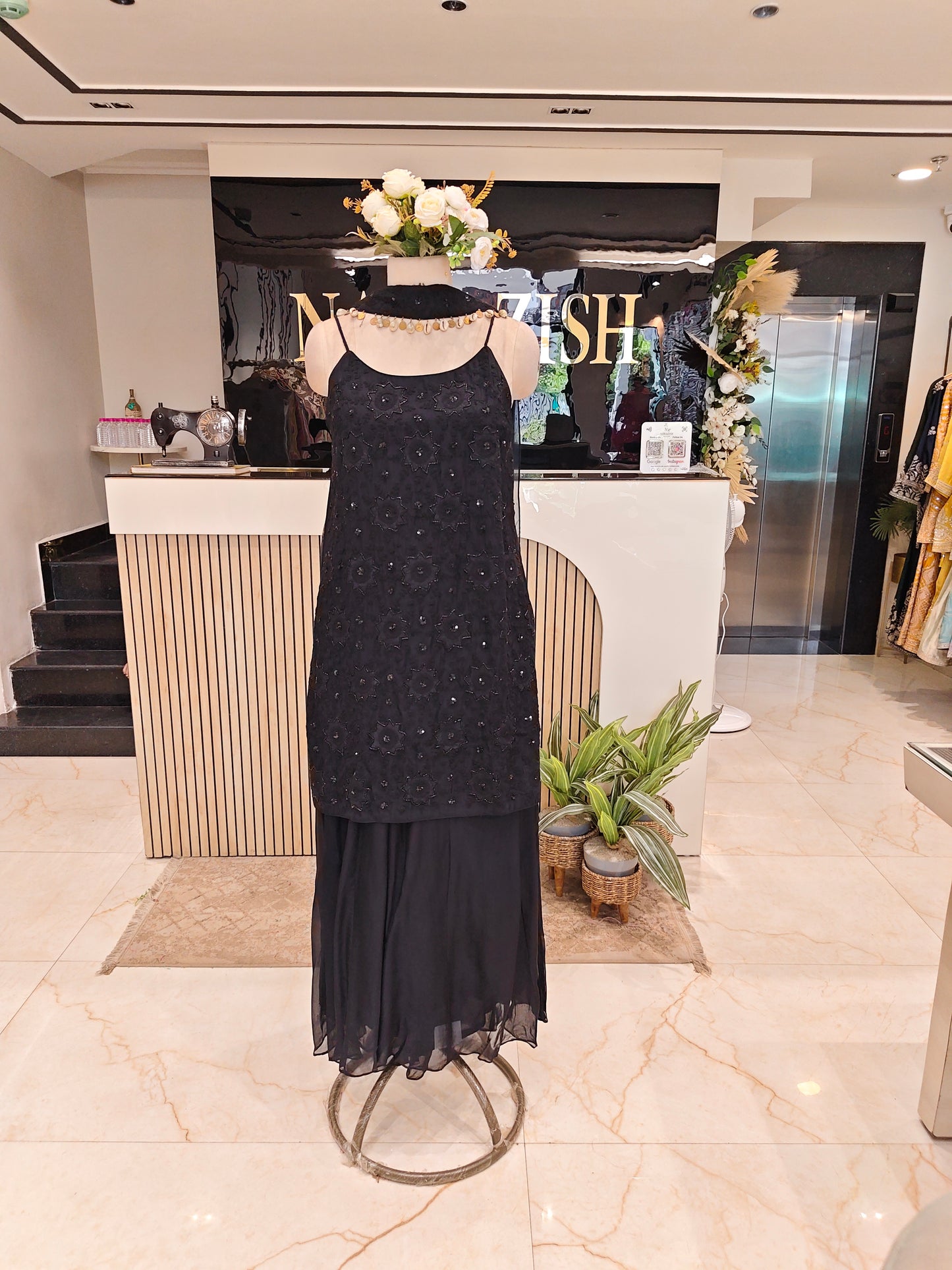 Black Organza Sharara Set