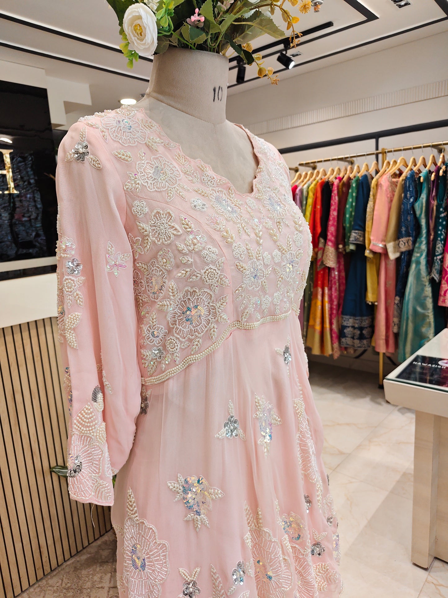 Baby Pink Peplum Sharara Set