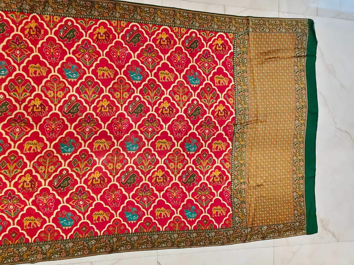 Red & Green Tissue Saree