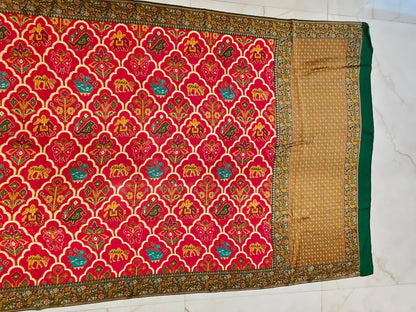 Red & Green Tissue Saree