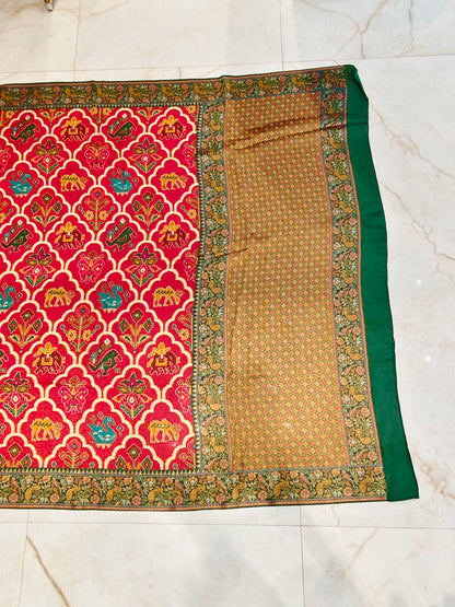 Red & Green Tissue Saree