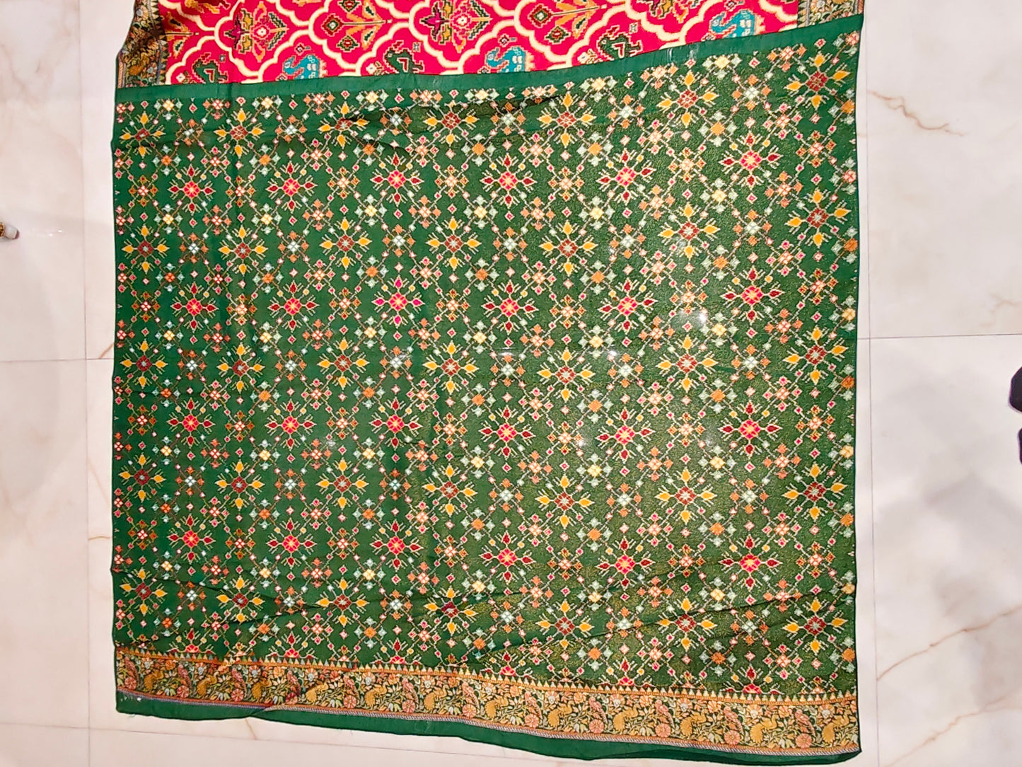Red & Green Tissue Saree