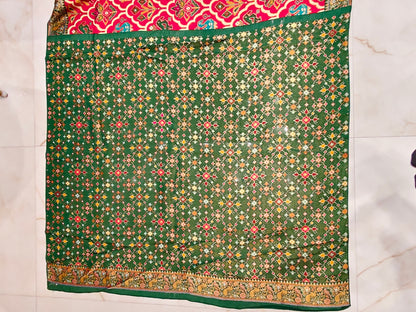 Red & Green Tissue Saree