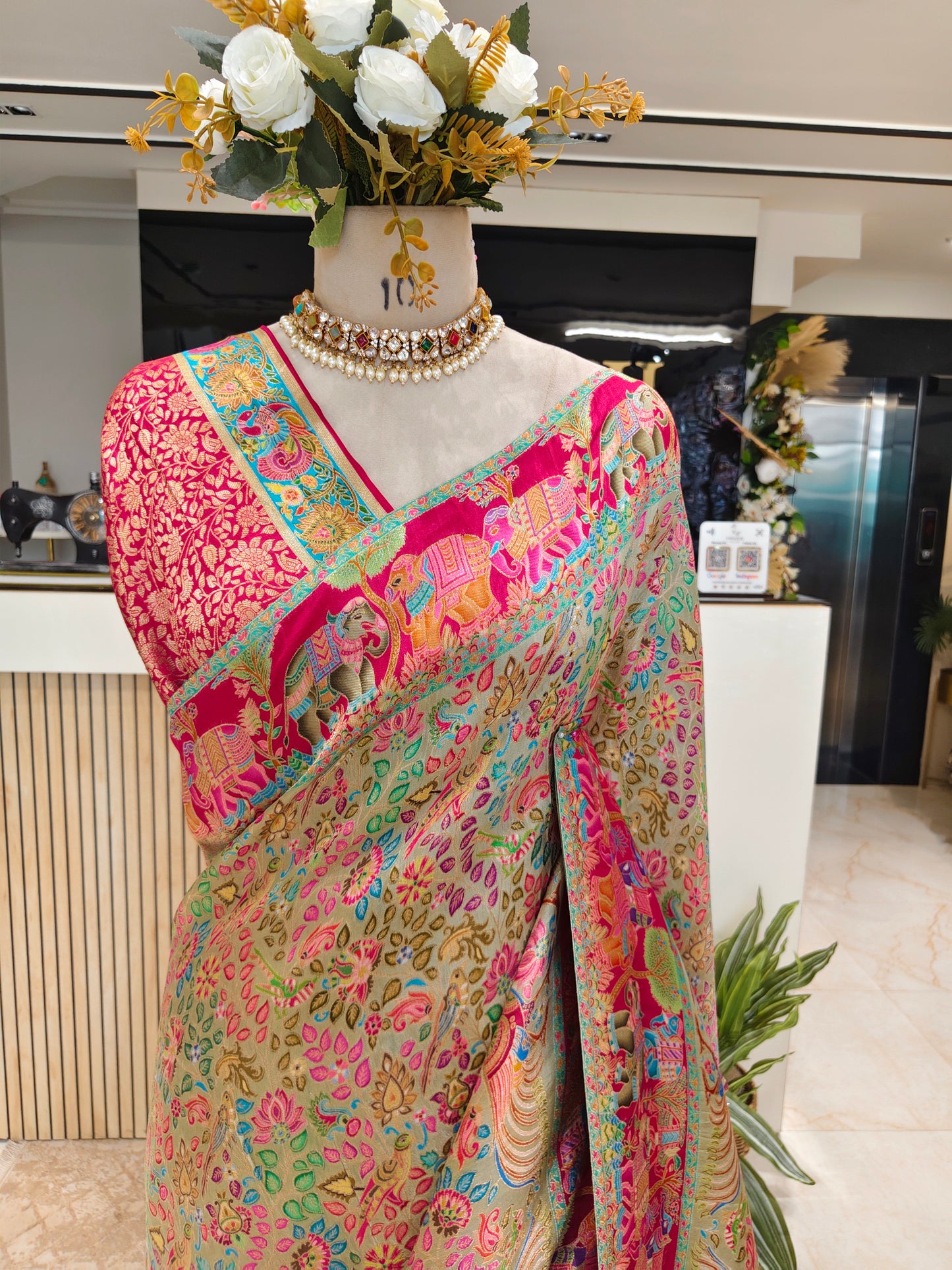 Rani Pink Modal Crepe Saree