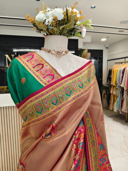 Rani Pink Darbari Print Saree