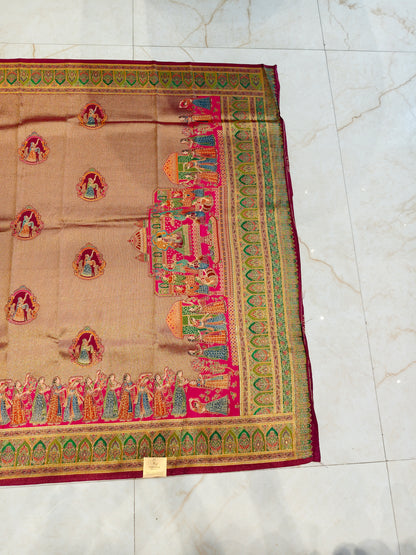 Rani Pink Darbari Print Saree