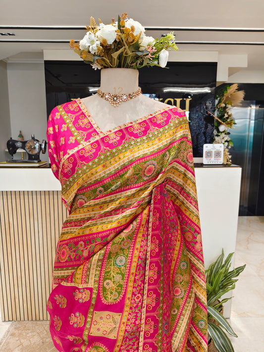 Rani Pink Modal Crepe Saree