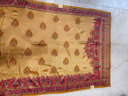Mustard & Rani Pink Tissue Saree