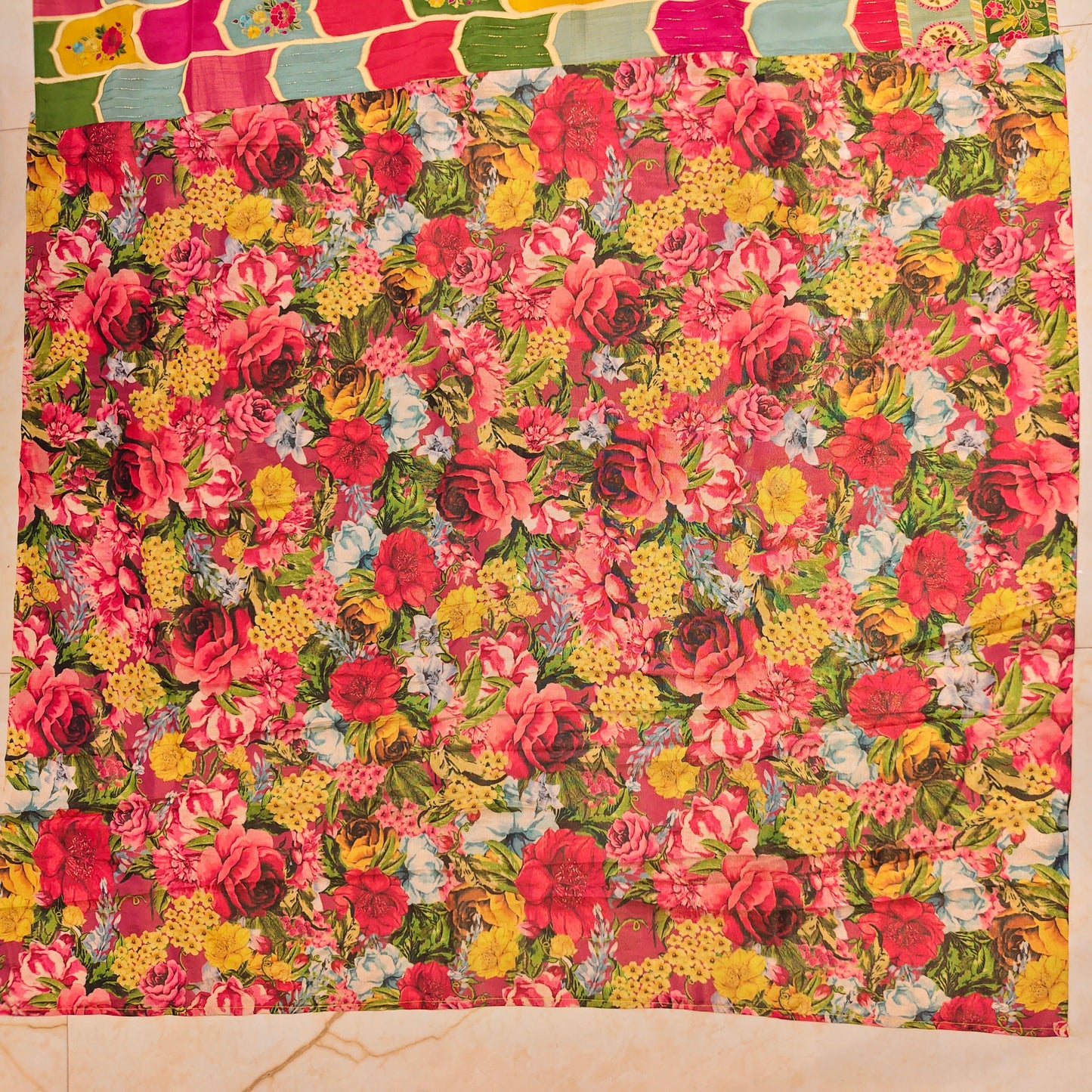 Mustard Floral Silk Saree