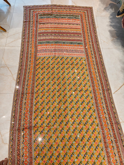 Yellow Mirror Work Chiffon Saree