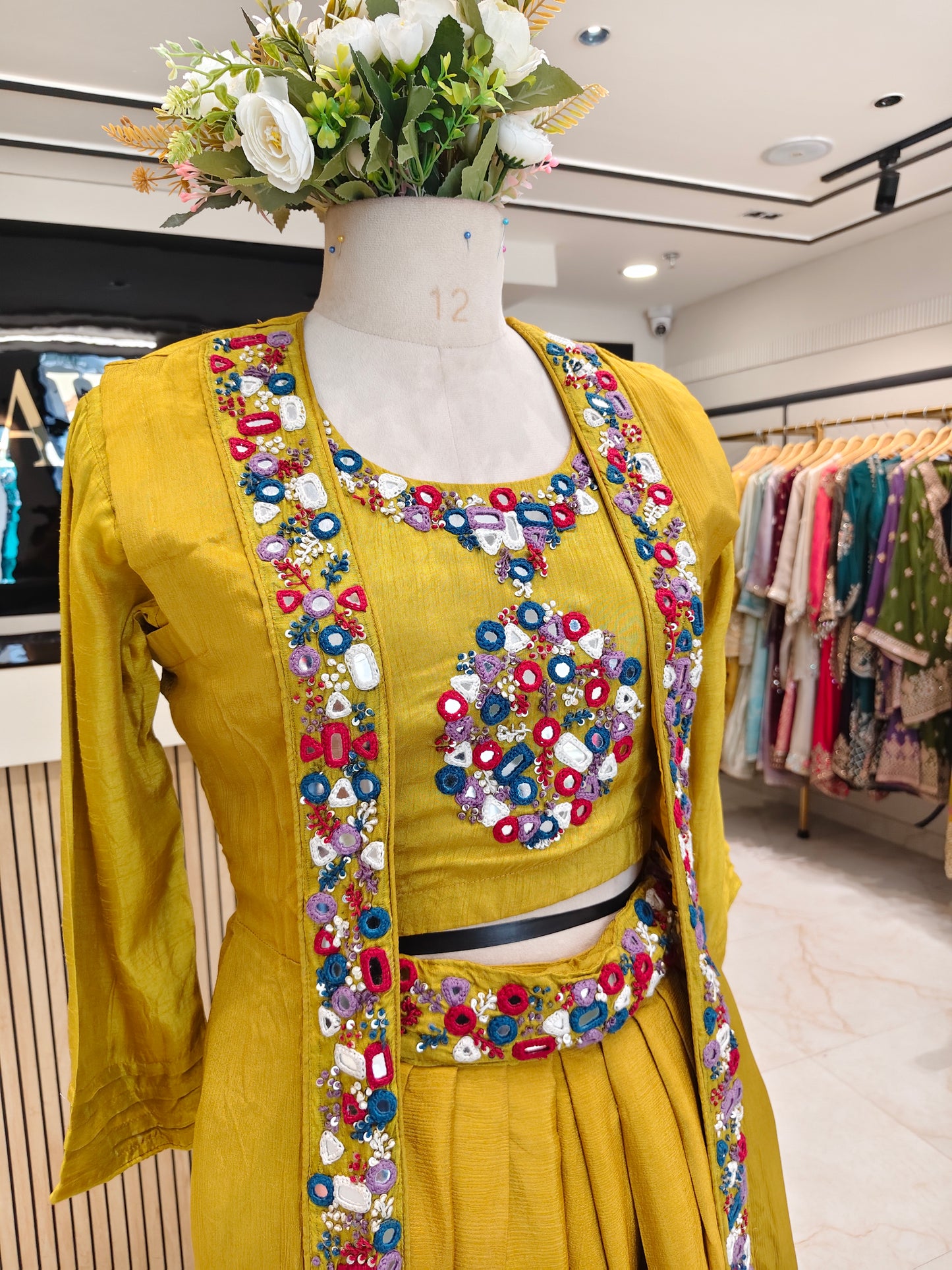 Mustard Drape Dhoti Fusion Set