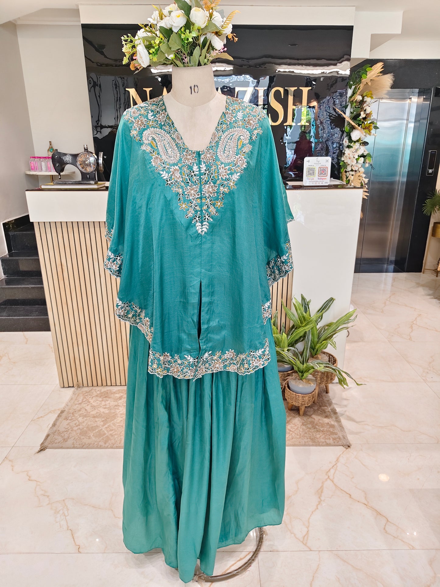 Sea Green Skirt Fusion Set