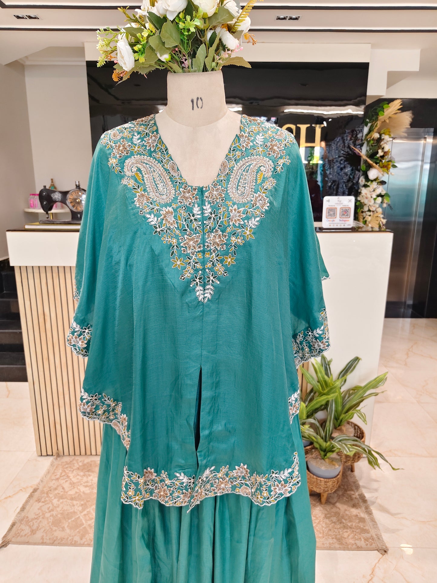 Sea Green Skirt Fusion Set