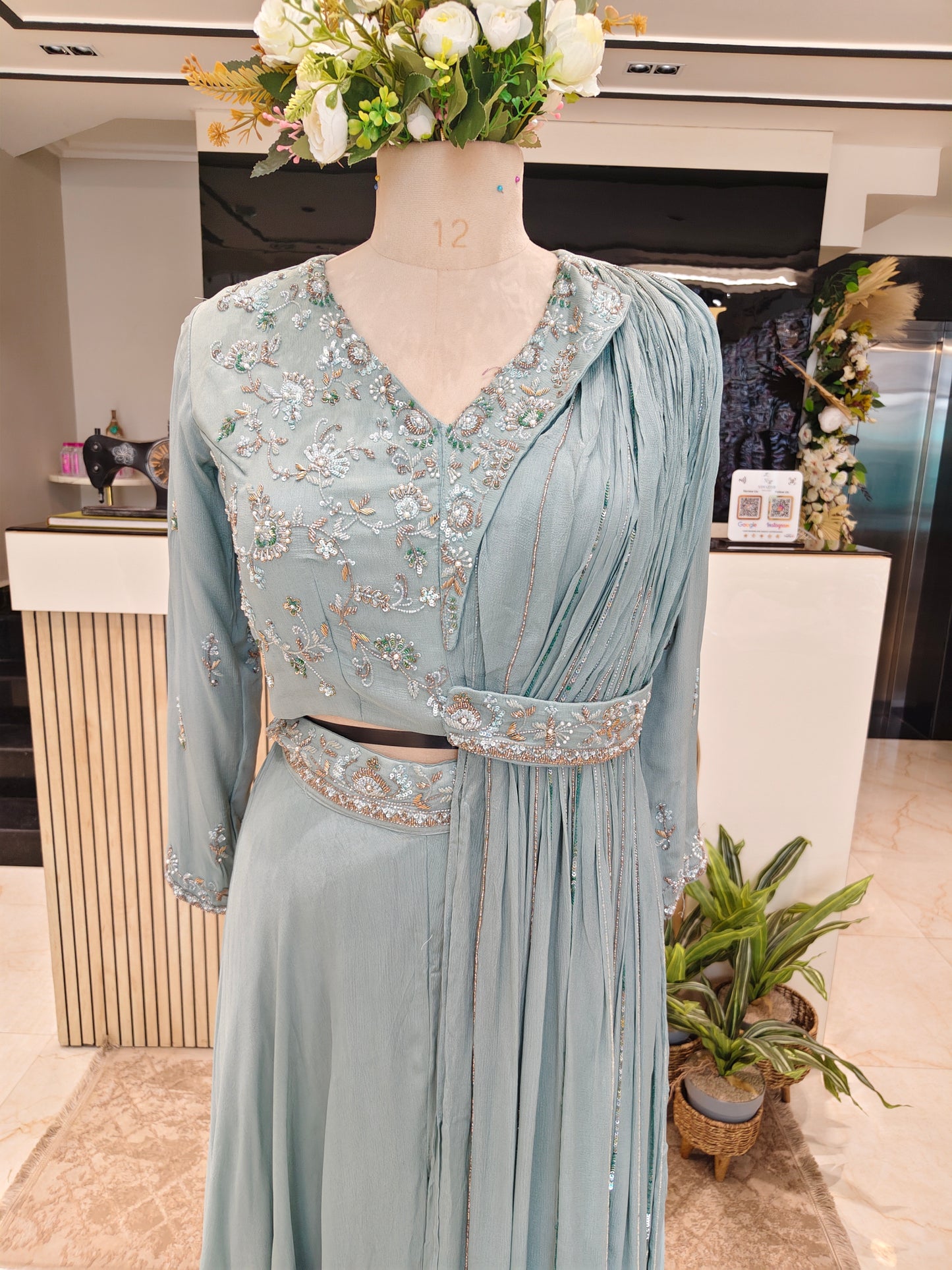 Sea Green Sharara Set