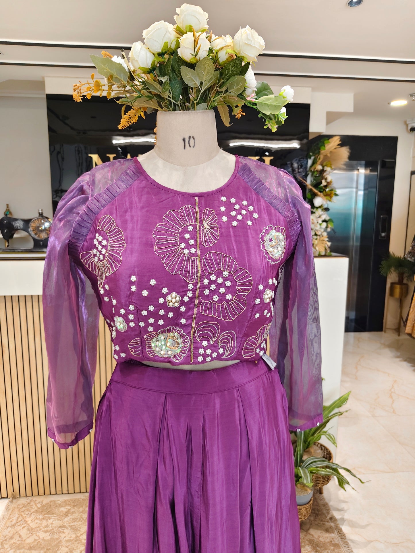 Purple Silk Palazzo Set