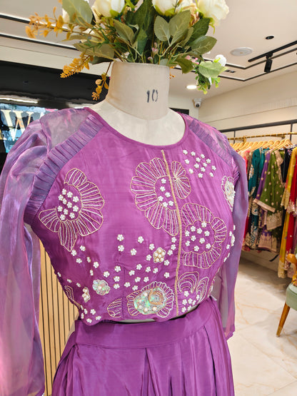 Purple Silk Palazzo Set