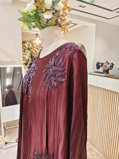 Wine Kaftan Fusion Set