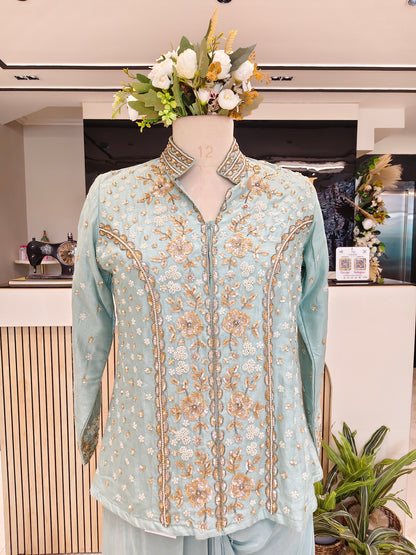 Sea Green Drape Skirt Set