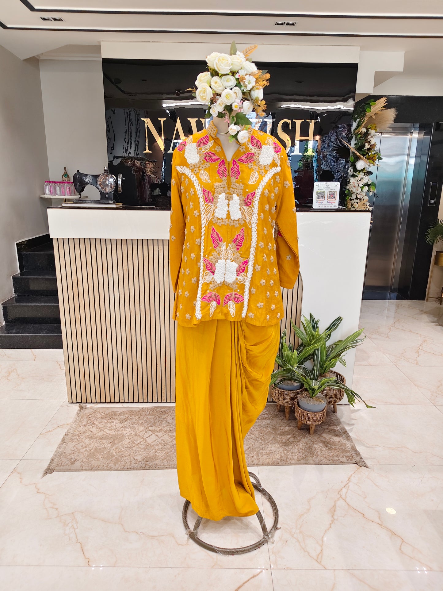 Mustard Drape Skirt Set