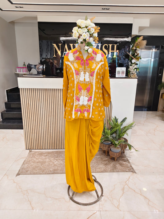 Mustard Drape Skirt Set