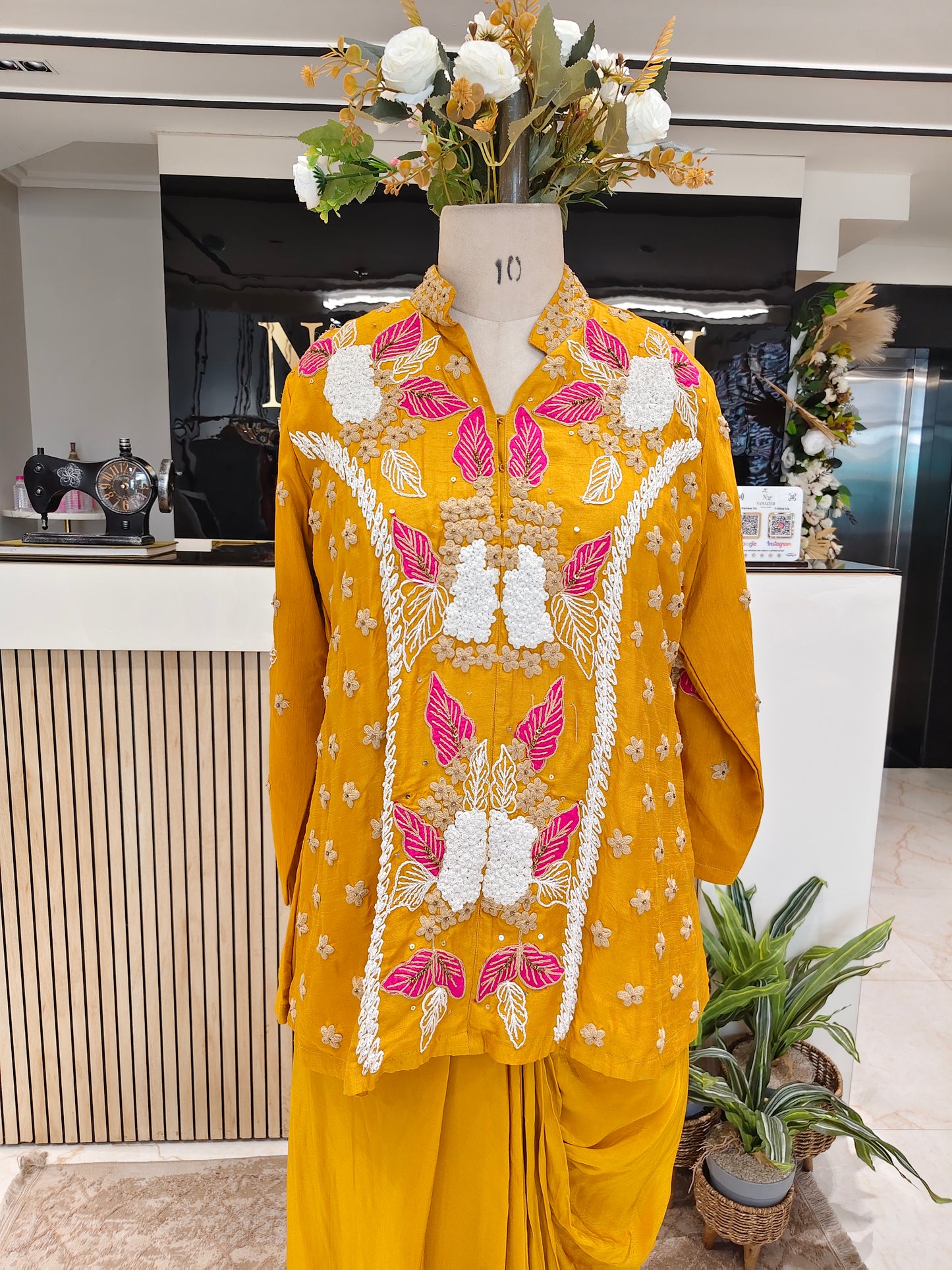 Mustard Drape Skirt Set