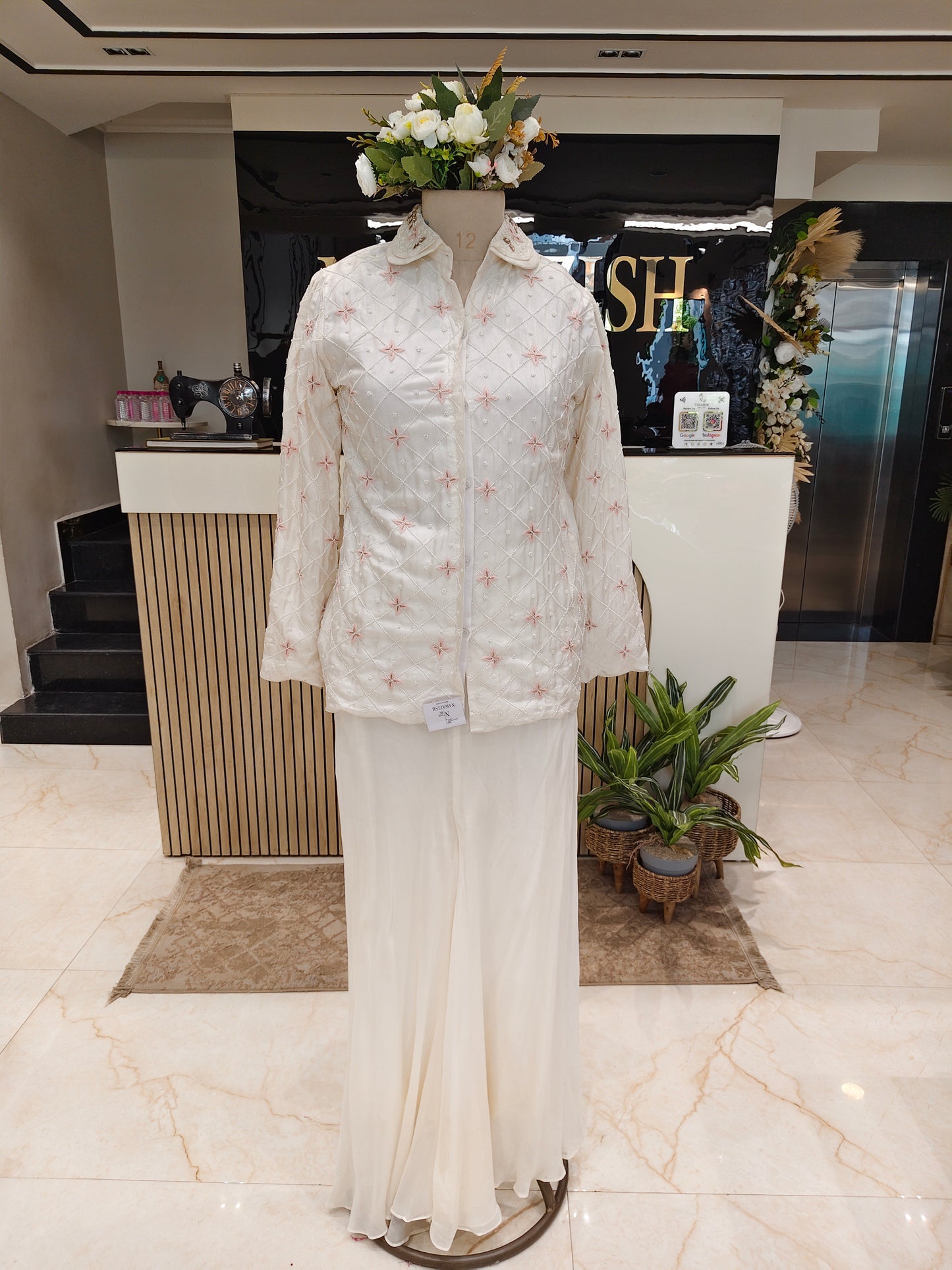 Off White Palazzo Fusion Set