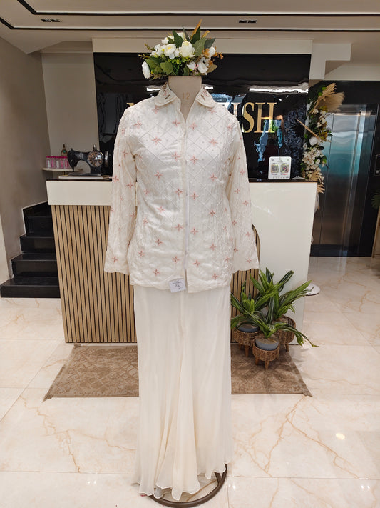 Off White Palazzo Fusion Set