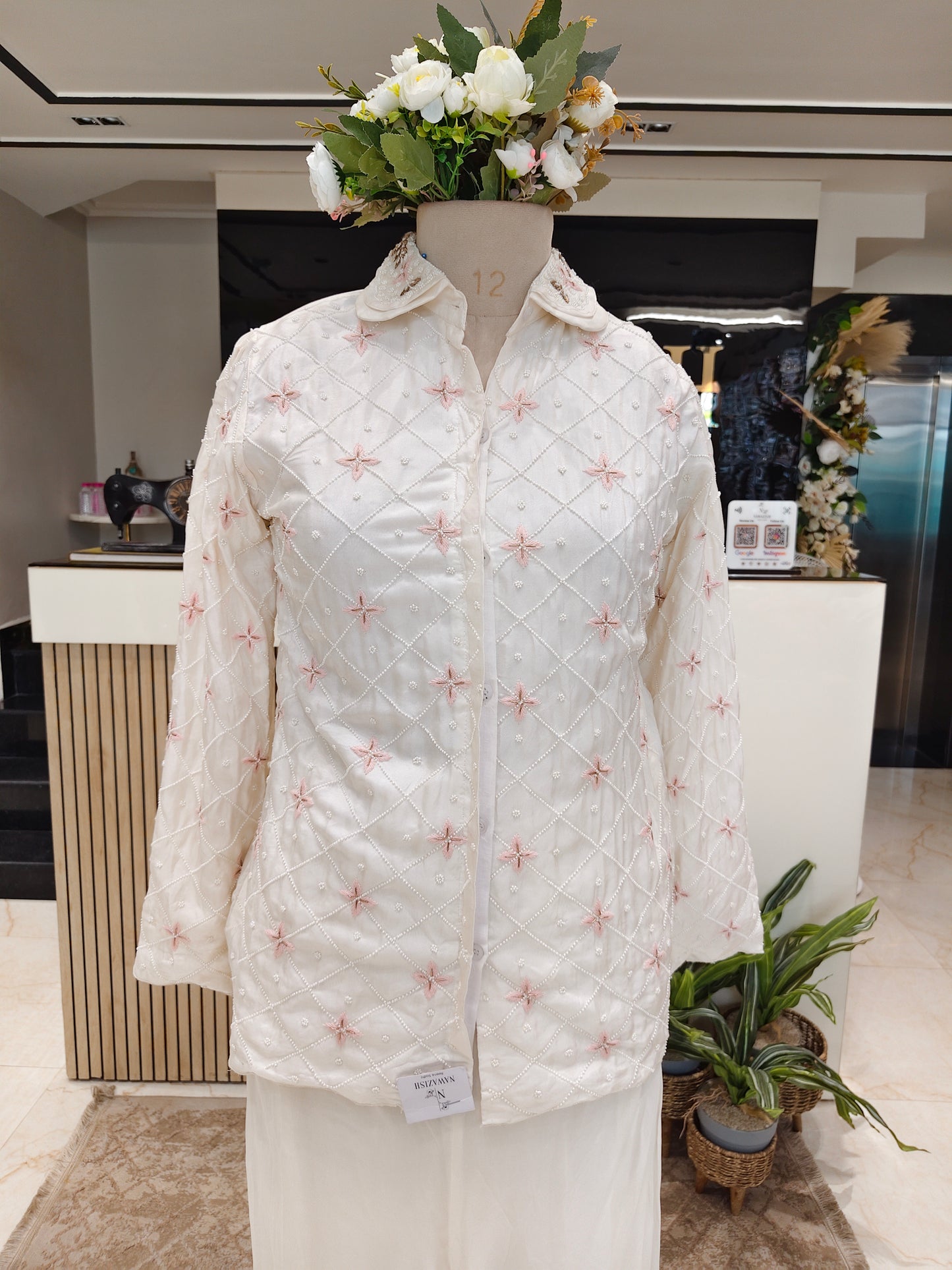 Off White Palazzo Fusion Set