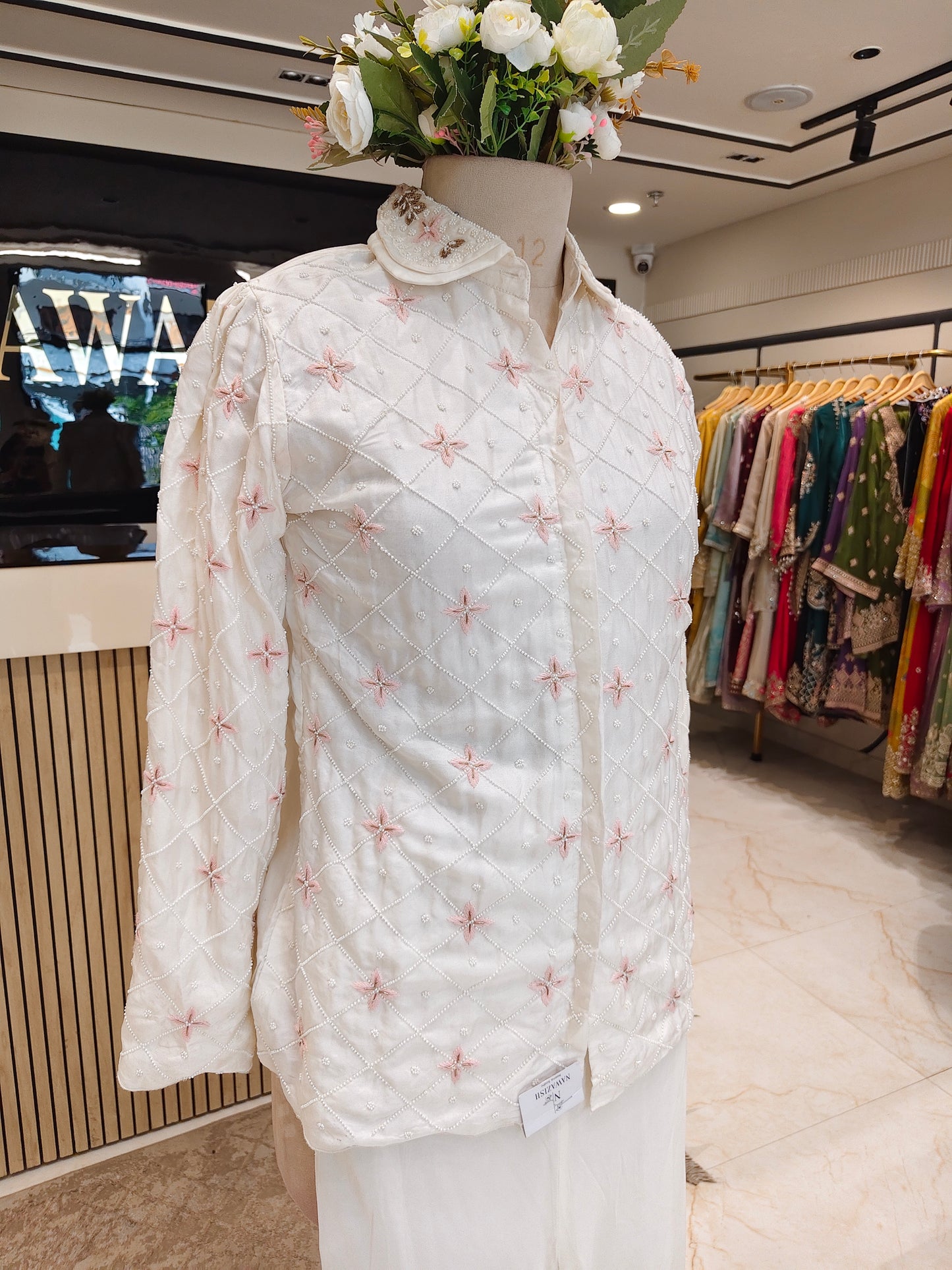 Off White Palazzo Fusion Set