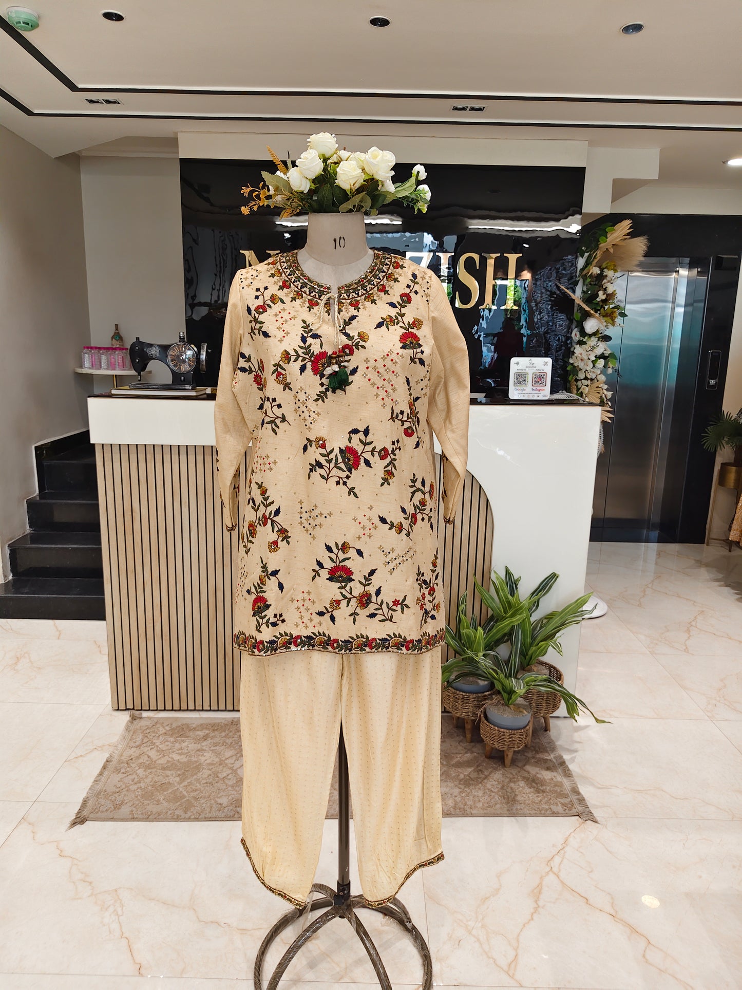 Cream Silk Co-ord Set