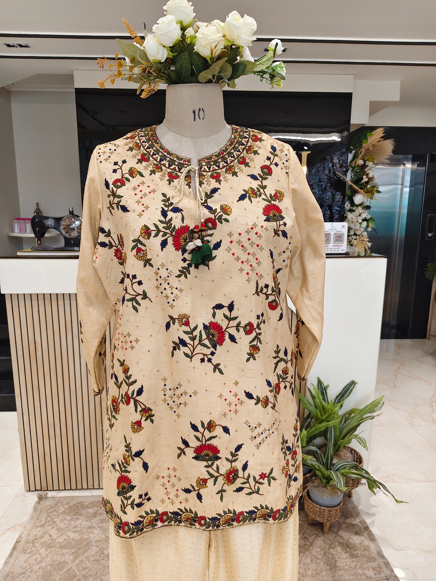 Cream Silk Co-ord Set