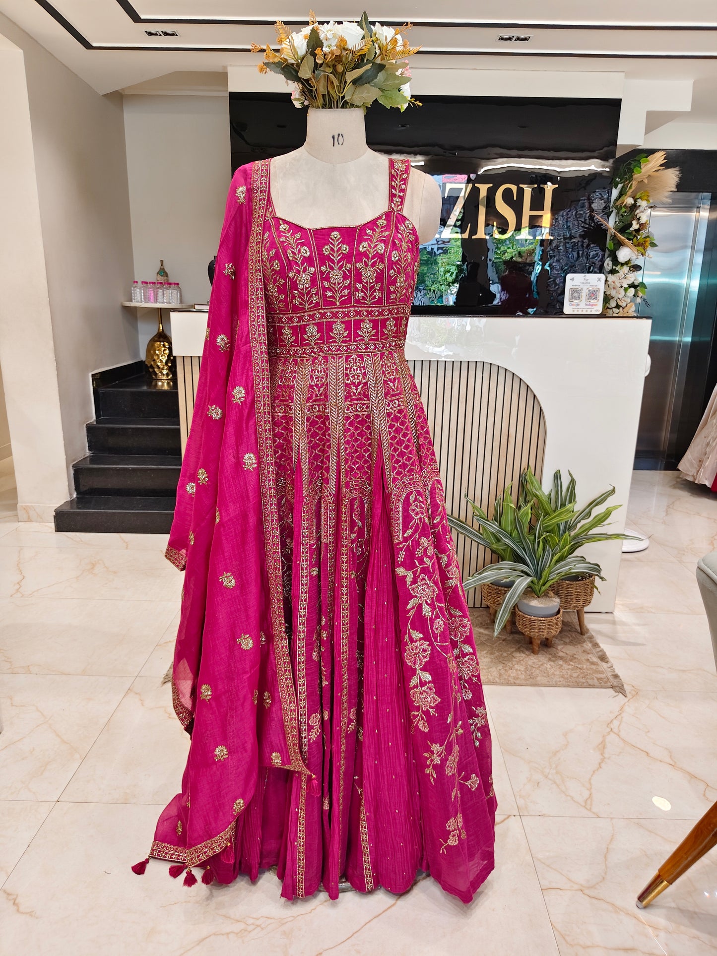 Rani Pink Cotton Anarkali