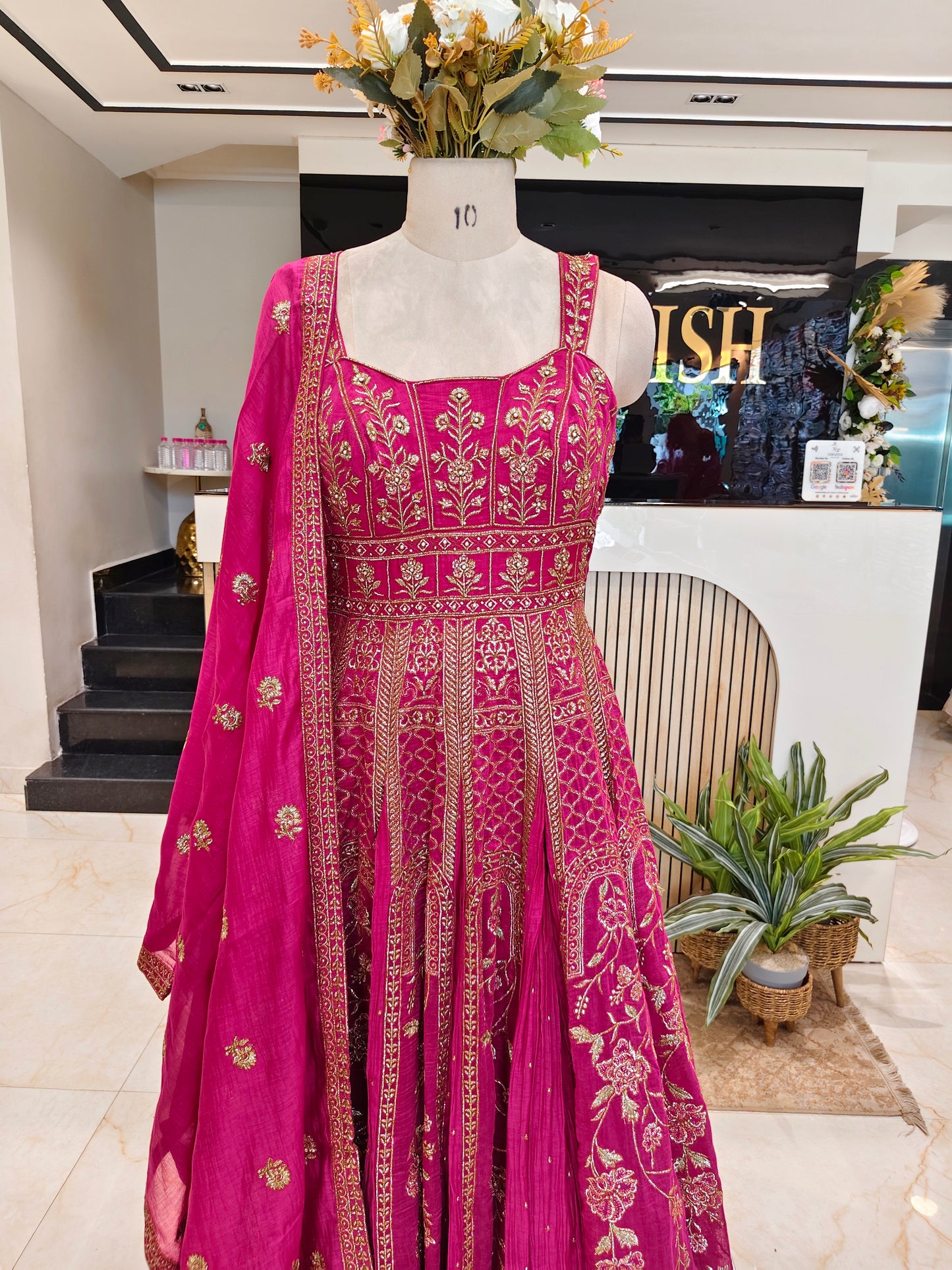 Rani Pink Cotton Anarkali