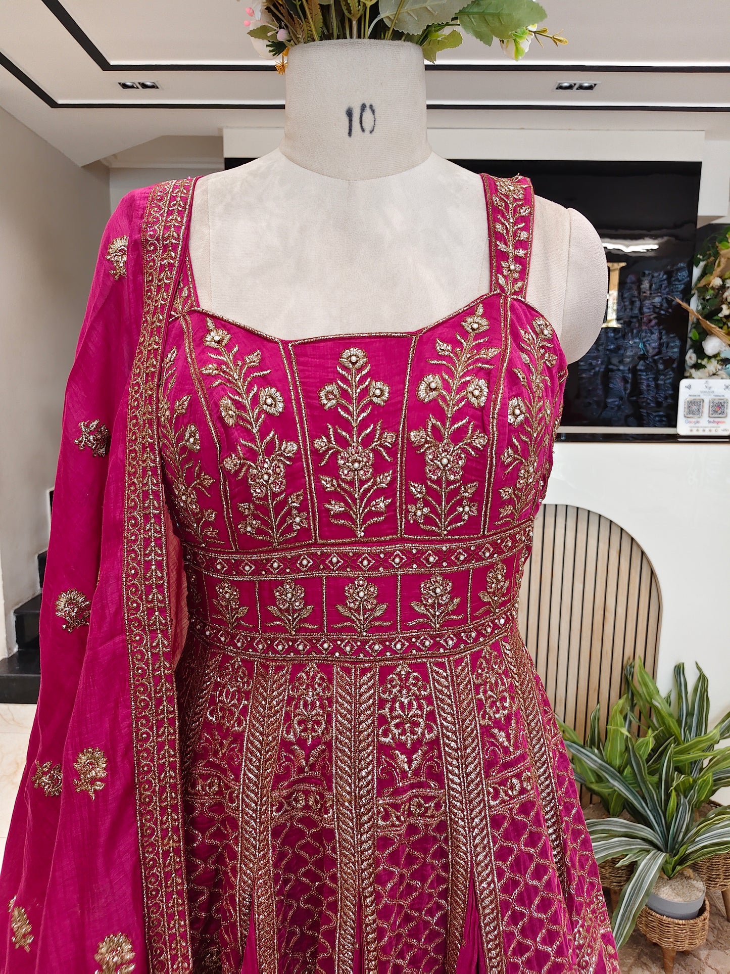 Rani Pink Cotton Anarkali