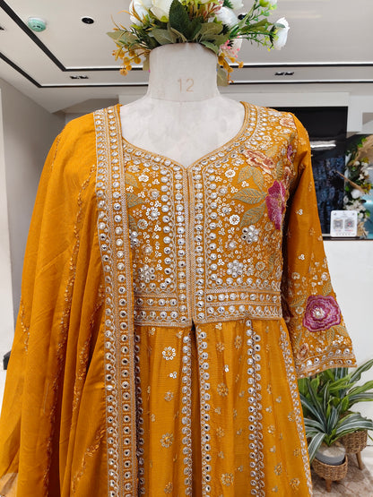 Mustard Chiffon Skirt Set