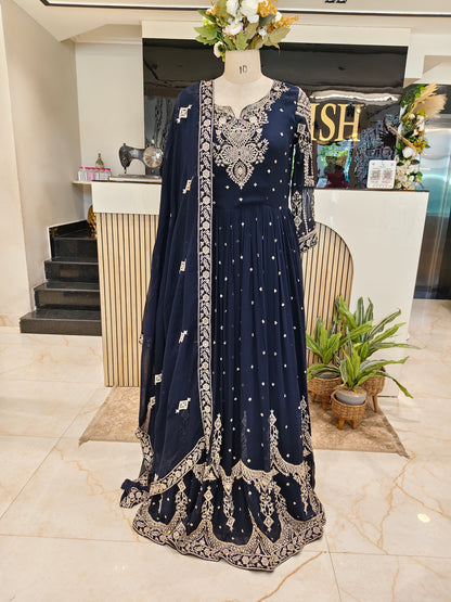 Navy Blue Georgette Anarkali