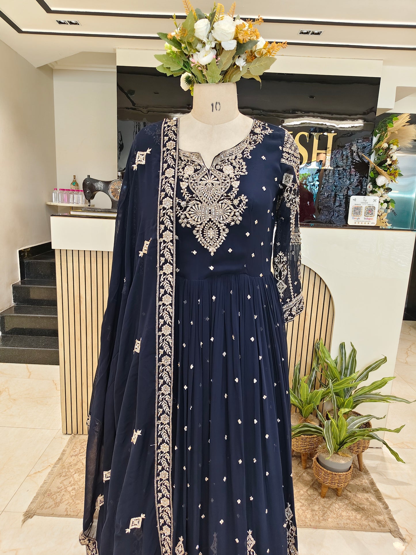 Navy Blue Georgette Anarkali