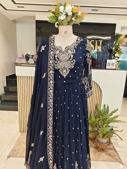 Navy Blue Georgette Anarkali