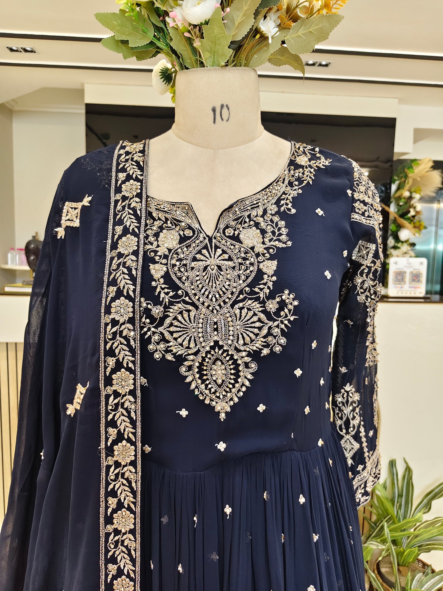 Navy Blue Georgette Anarkali