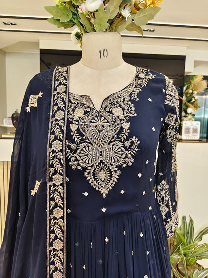 Navy Blue Georgette Anarkali
